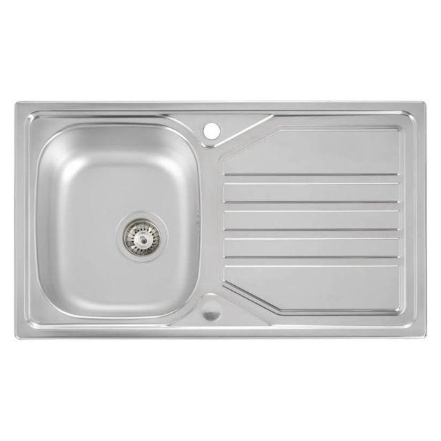 Abode Mikro 1 Tap Hole Stainless Steel Inset Sink with 1 Bowl, Drainer & Kit 860mm