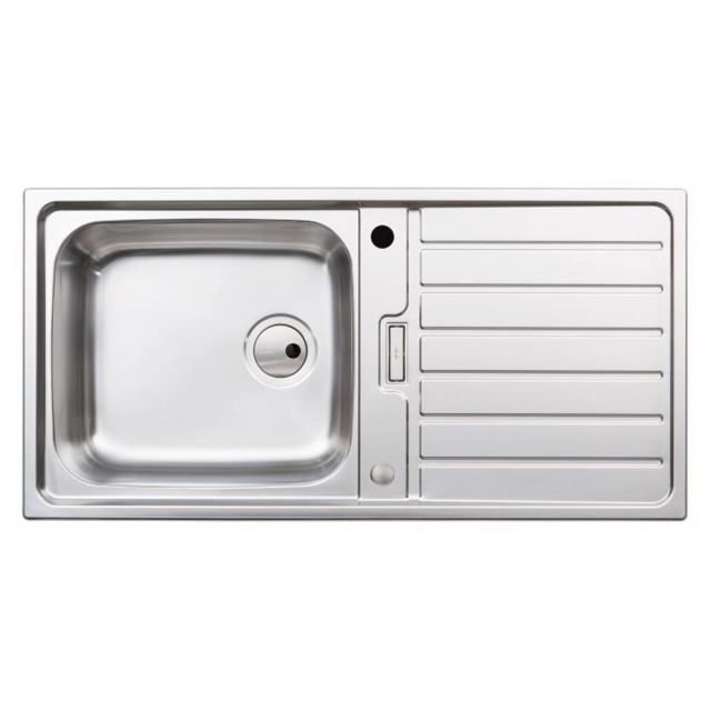 Abode Neron 1 Tap Hole Stainless Steel Inset Sink with 1 Bowl, Drainer & Kit 1000mm