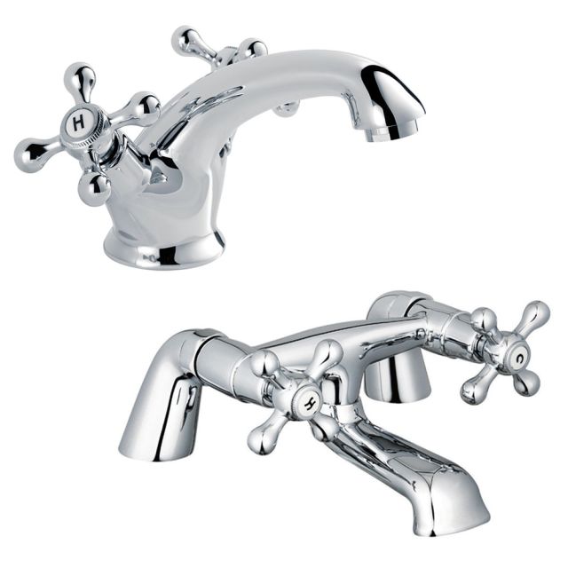 Noveua Ealing Mono Basin Mixer with Click Clack Waste & Bath Filler Tap Set