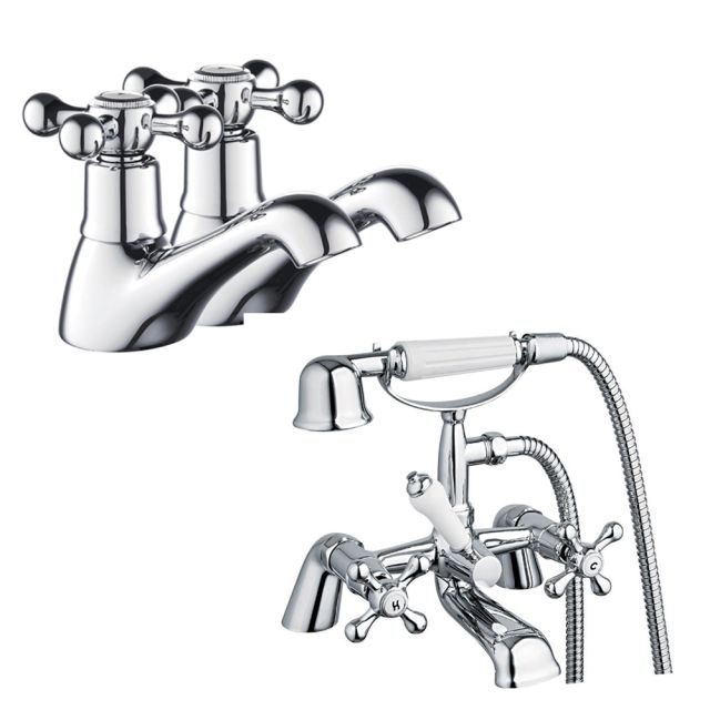 Noveua Ealing Pair of Basin Taps & Bath Shower Mixer Tap Set