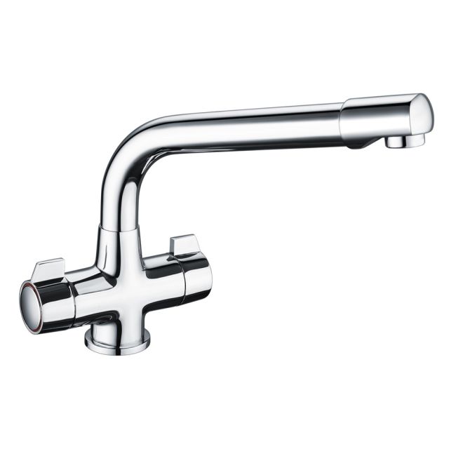 Prima Classic 1 Tap Hole Dual Lever Quarter Turn Kitchen Sink Mixer Tap - Chrome