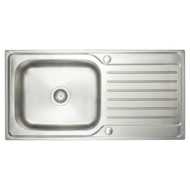 Prima Deep 1 Tap Hole Stainless Steel Inset Sink with 1 Bowl, Drainer & Kit 1000mm