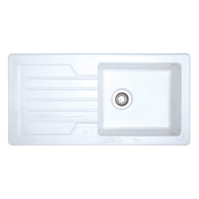 Prima Reversible Ceramic Inset Sink with 1 Bowl, Drainer & Waste 1000mm - White 