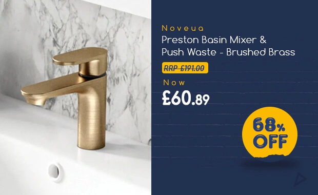 Noveua Preston Basin Mixer & Push Waste - Brushed Brass