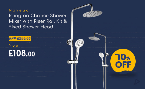 Noveua Islington Chrome Shower Mixer with Riser Rail Kit & Fixed Head